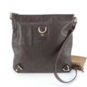 Gucci Guccissima Abbey leather shoulder bag messenger brown ERE